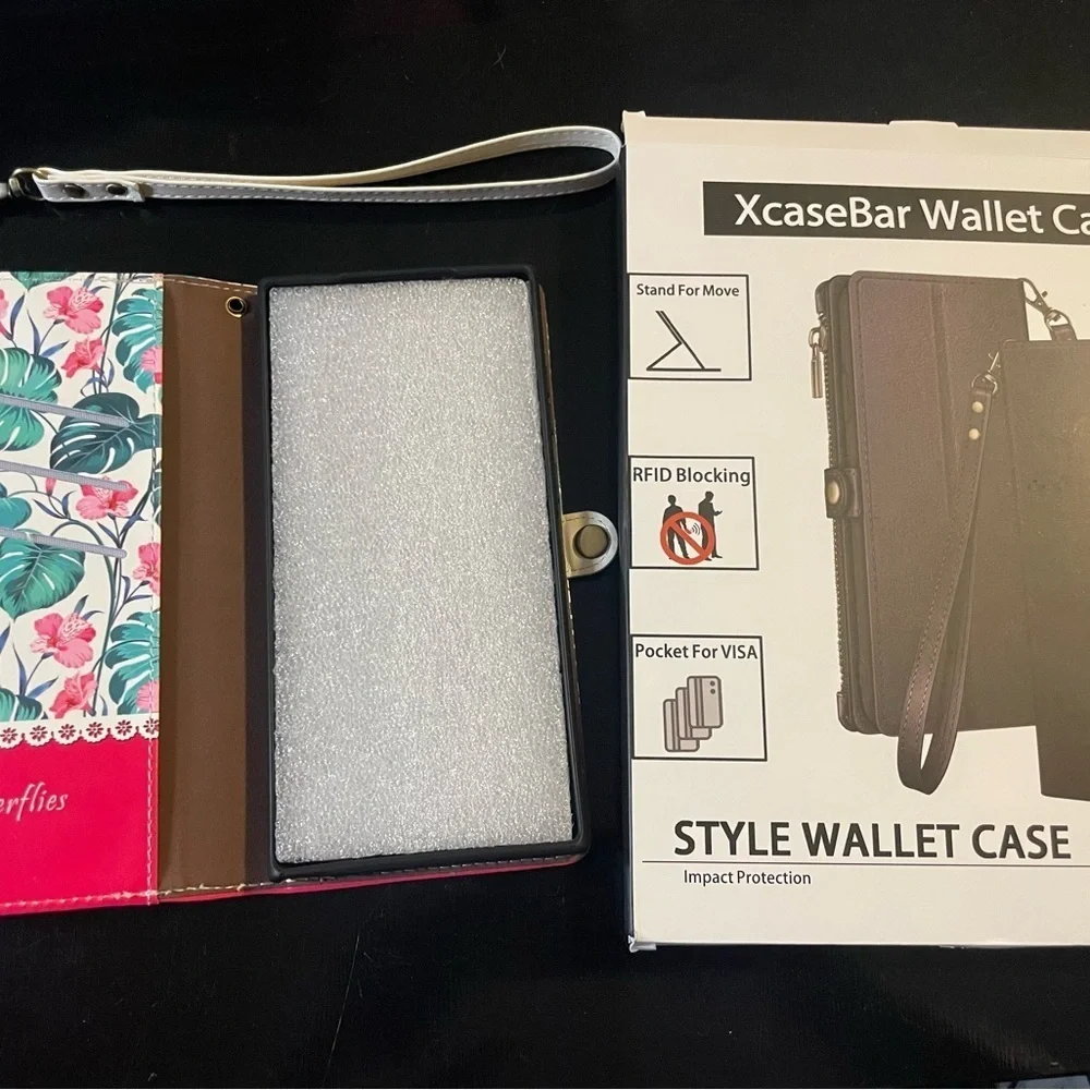 Floral Wallet/Phone Case - Pink and Green